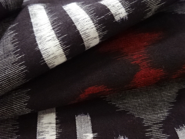  アンティーク　木綿本場久留米絣抽象花模様単衣着物